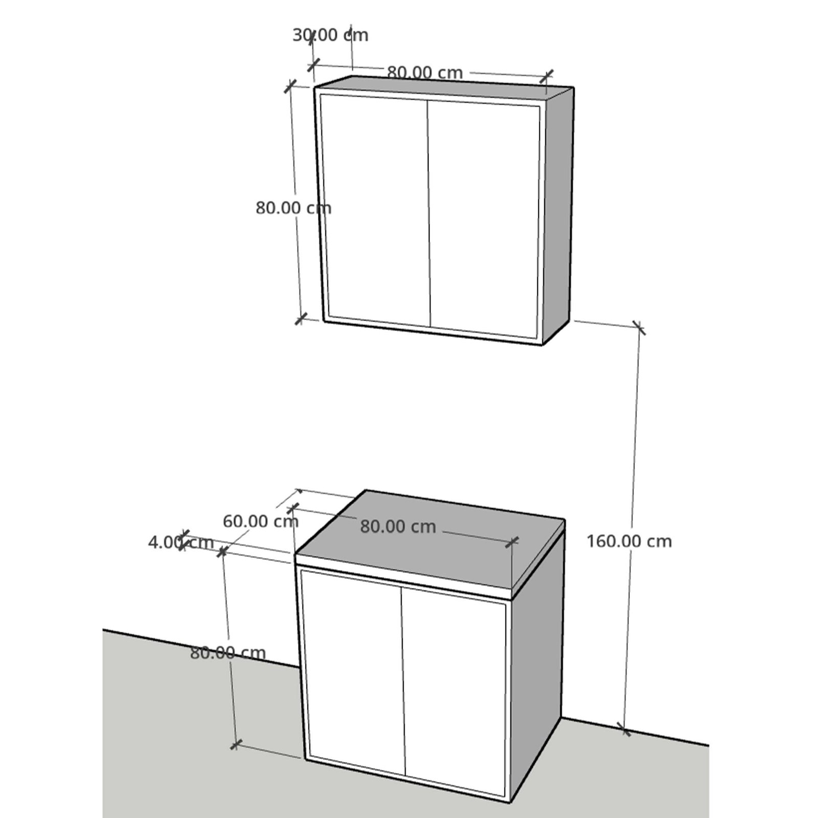 Normal Set of Wall and Base 60-80cm